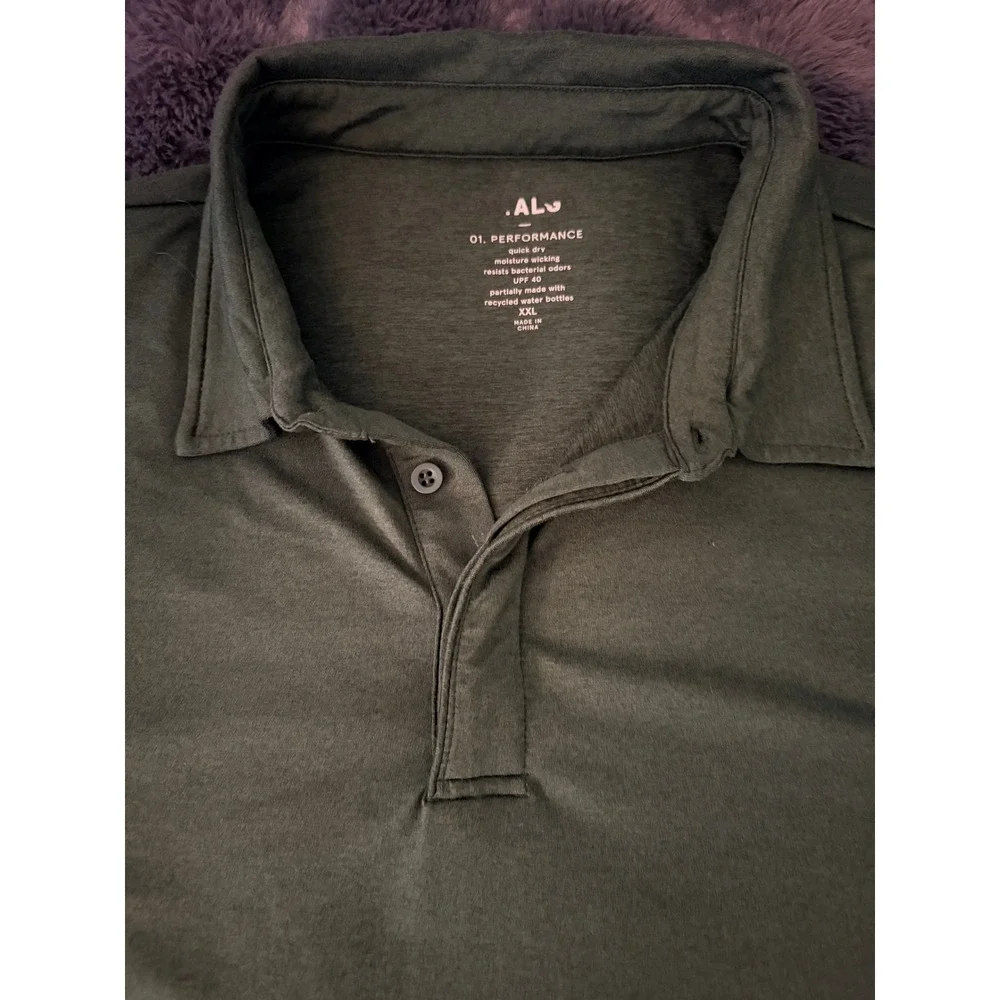 01.ALGO Golf Polo Shirt Men's XXL Green Moisture Wicking Work Business Casual